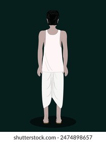 indian village men back view cartoon character design