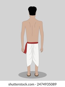 indian village men back view cartoon character design