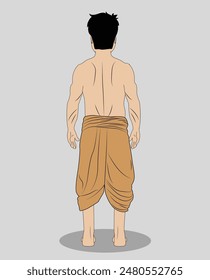 indian village men back view cartoon character design