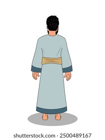 indian village men back view cartoon character design