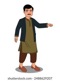 Indian village men cartoon character design illustration 