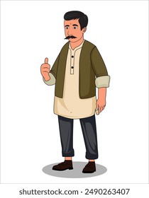 Indian village men cartoon character design 