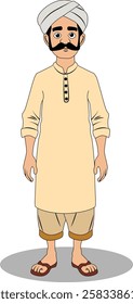 indian village men cartoon character design