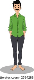indian village men cartoon character design