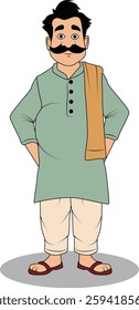 indian village men cartoon character design
