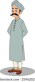 indian village men cartoon character design