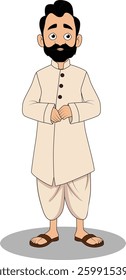 indian village men cartoon character design