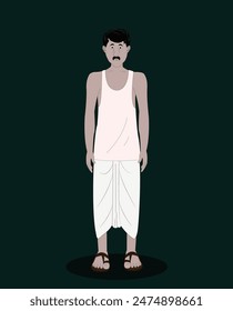 indian village men front view cartoon character design