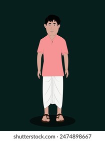 indian village men front view cartoon character design