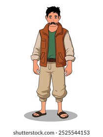 indian village men front view cartoon character design