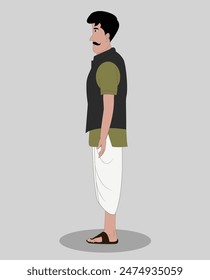 indian village men side view cartoon character design