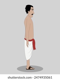 indian village men side view cartoon character design