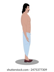 indian village men side view cartoon character design