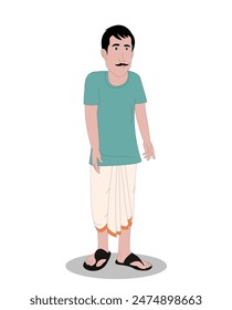 indian village men three quarter view cartoon character design