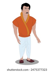 indian village men three quarter view cartoon character design