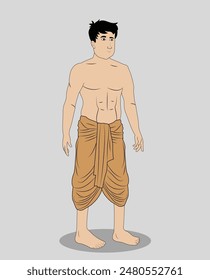 indian village men three quarter view cartoon character design