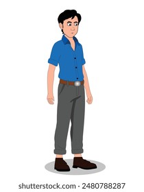 indian village men three quarter view cartoon character design