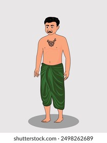 indian village men three quarter view cartoon character design
