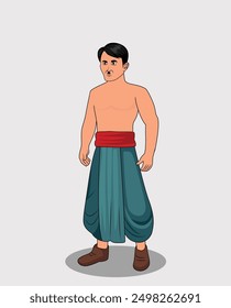 indian village men three quarter view cartoon character design