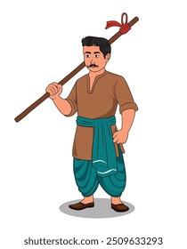 indian village men three quarter view cartoon character design