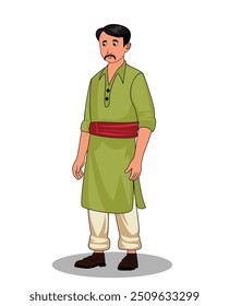 indian village men three quarter view cartoon character design