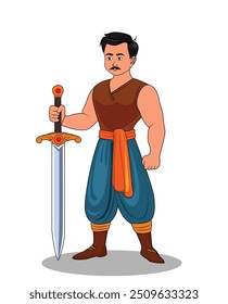 indian village men three quarter view cartoon character design