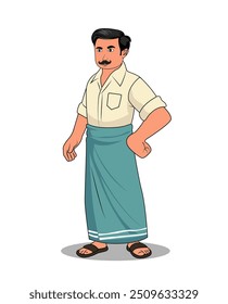 indian village men three quarter view cartoon character design