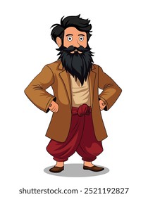 indian village men three quarter view cartoon character design