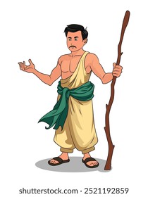 indian village men three quarter view cartoon character design