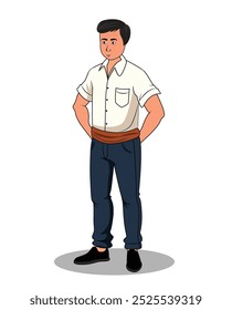 indian village men três quartos vista desenho de personagens de desenhos animados