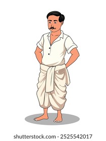 indian village men three quarter view cartoon character design