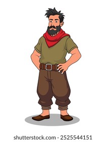 indian village men three quarter view cartoon character design
