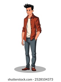 indian village men three quarter view cartoon character design