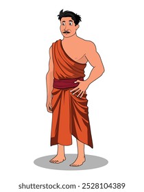 indian village men three quarter view cartoon character design
