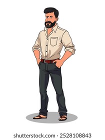 indian village men três quartos vista desenho de personagens de desenhos animados