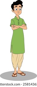 indian village men three quarter view cartoon character design