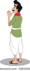 indian village men three quarter view cartoon character design