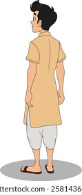 indian village men three quarter view cartoon character design