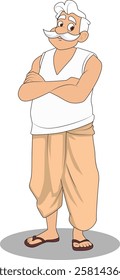 indian village men three quarter view cartoon character design