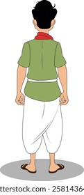 indian village men three quarter view cartoon character design