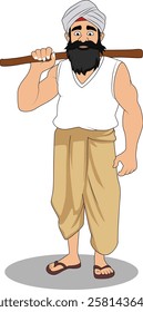 indian village men three quarter view cartoon character design