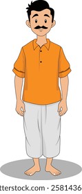 indian village men three quarter view cartoon character design