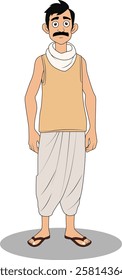 indian village men three quarter view cartoon character design