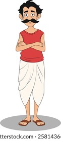 indian village men three quarter view cartoon character design