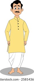 indian village men three quarter view cartoon character design