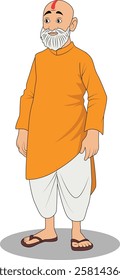 indian village men three quarter view cartoon character design