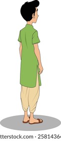 indian village men three quarter view cartoon character design