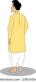 indian village men three quarter view cartoon character design