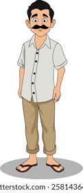 indian village men three quarter view cartoon character design