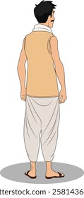 indian village men three quarter view cartoon character design